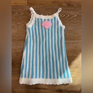 Blue and White Striped Knit Dress with Pink Shell - Old Navy -Toddler